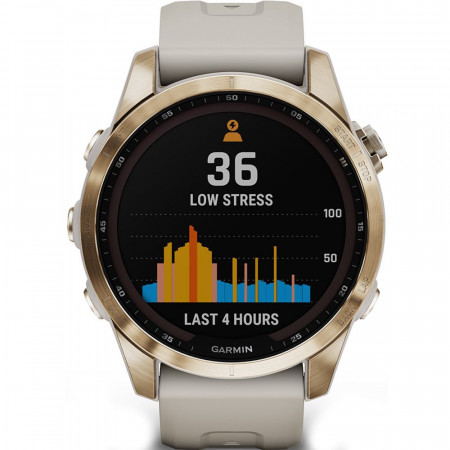 Smart hodinky Garmin Fenix 7S Sapphire Solar, Light Sand Band, Gold Titanium