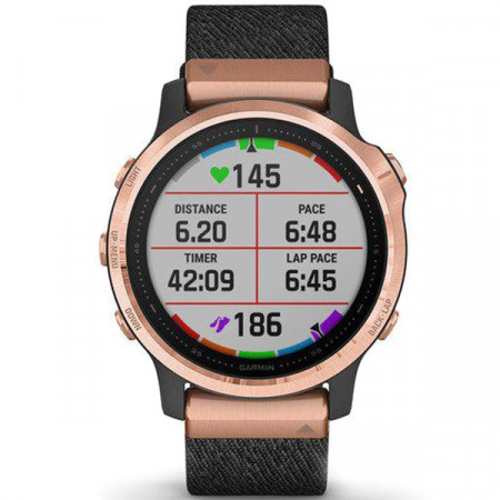 Inteligentné hodinky Garmin Fenix 6S, Heathered Black Nylon Band, Rose Gold